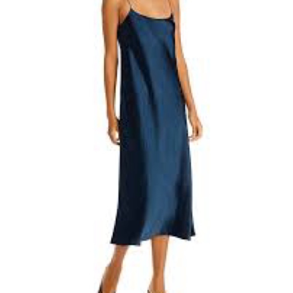 Vince Satin Slip Dress. 100% silk. Navy. Size Large. Like new.